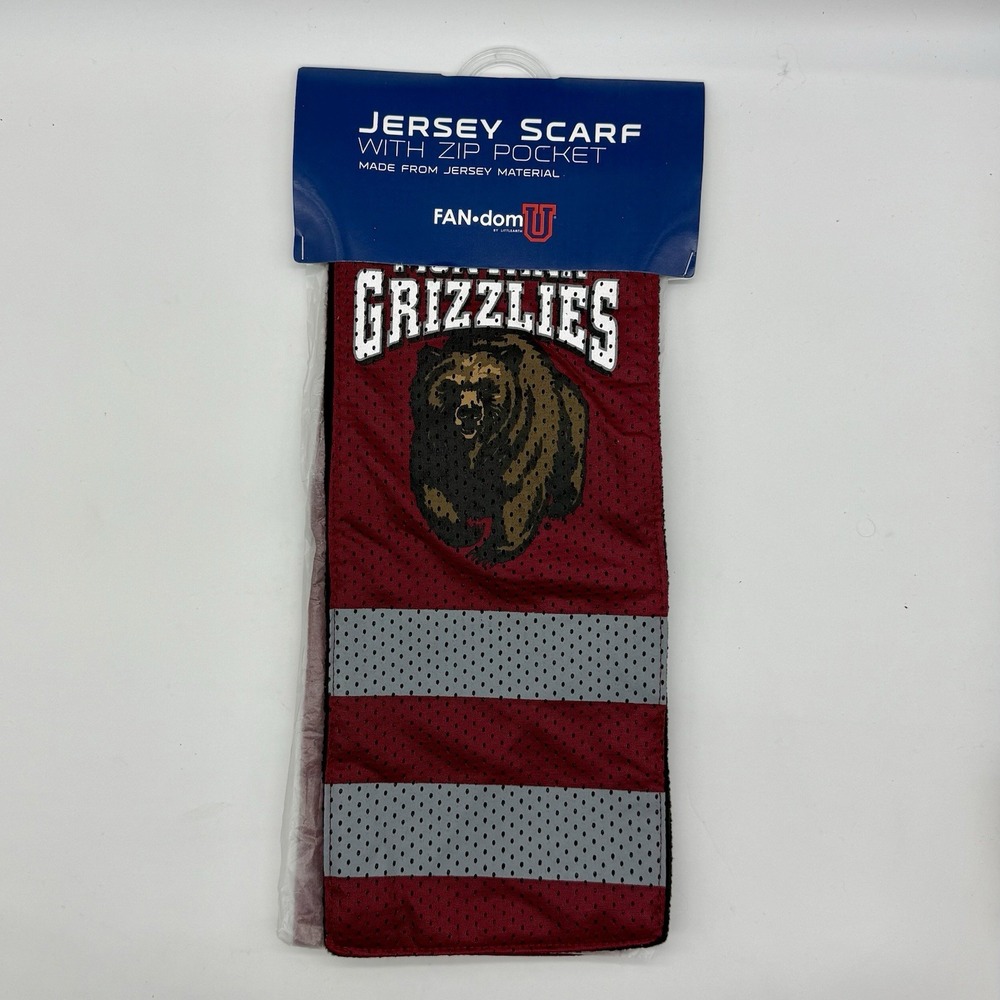 NCAA University Of Montana Grizzlies Jersey Fleece Lined Zipper Pocket Scarf 58"
